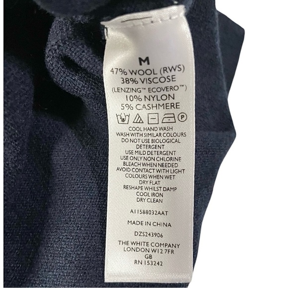 The White Company Tie Waist Lounge Sweater with Cashmere Wool Navy Blue NWT - Picture 13 of 15